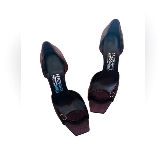 Salvatore Ferragamo Shoes - Salvatore Ferragamo Women's Leather Brown Heels Size 8.5B